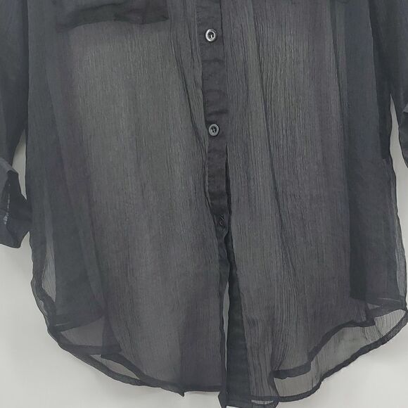 Nasty Gal Collection Plus Size Sheer Oversized Button Up Blouse Size 8 Black - Picture 11 of 17